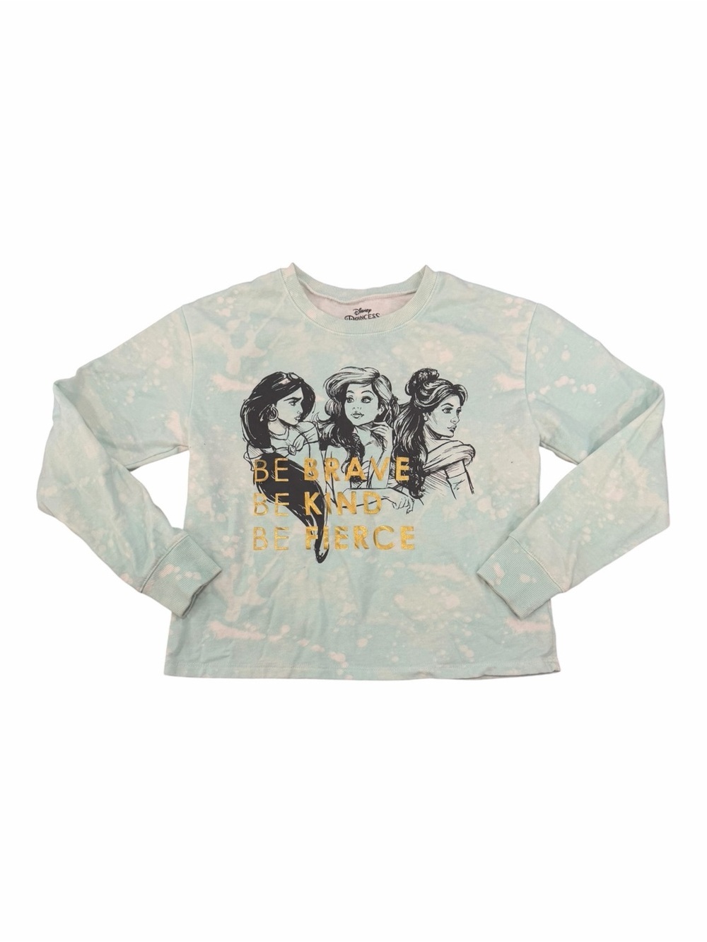 Disney Princess Light Aqua Tie Dye Graphic Long Sleeve Top L